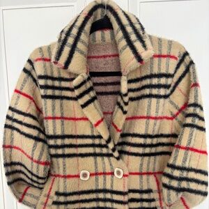NOVA CHECK vintage Jacket - Fluffy texture heavy and warm no labels  Size Medium